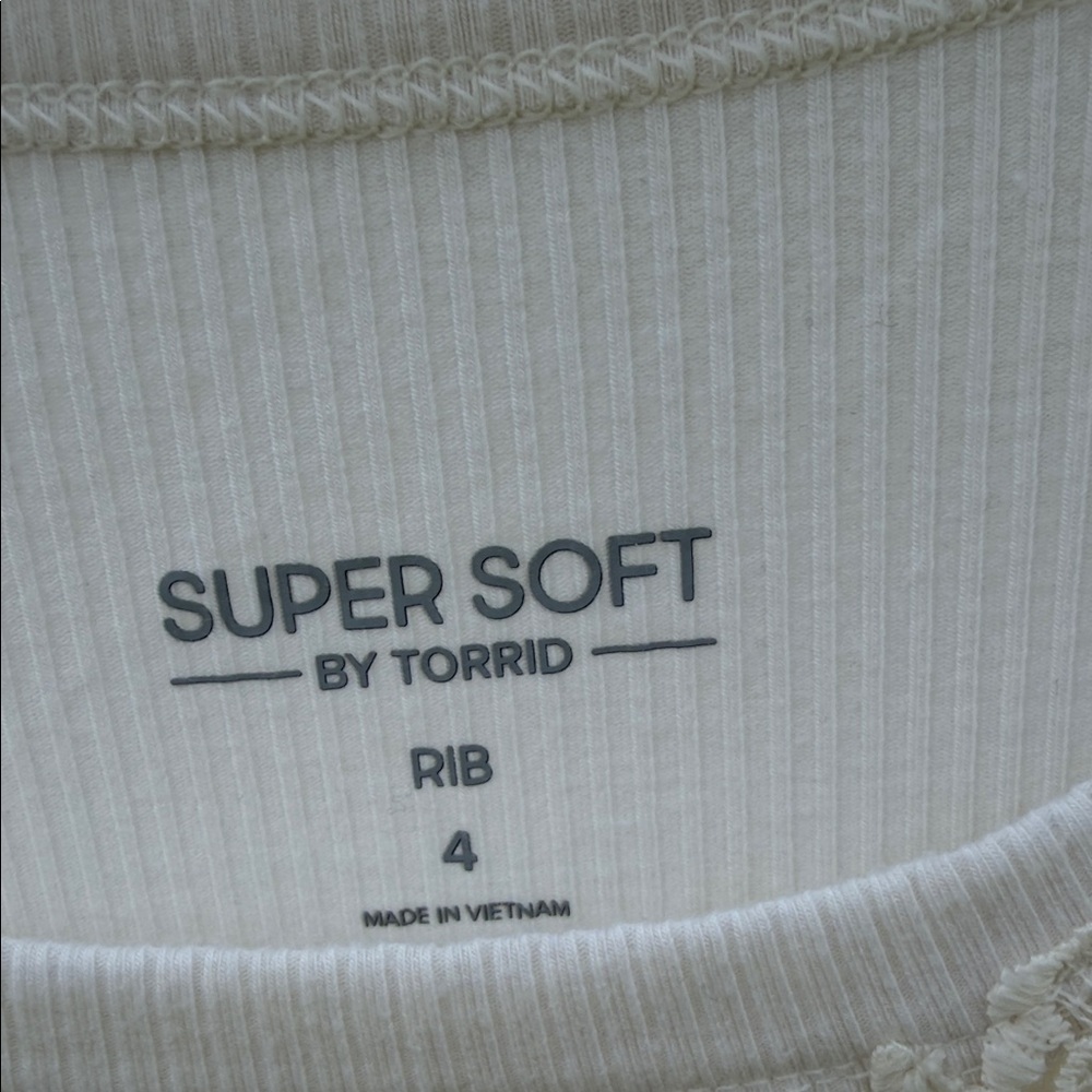 Torrid Cream Ribbed Tank Top - Picture 2 of 5